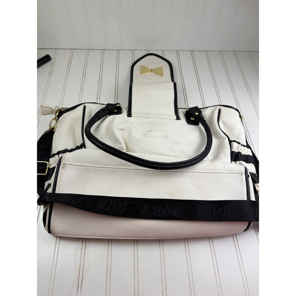 Betsey Johnson Vintage Y2K White Polka Dot Bow Diaper Bag Crossbody Purse - Picture 8 of 14